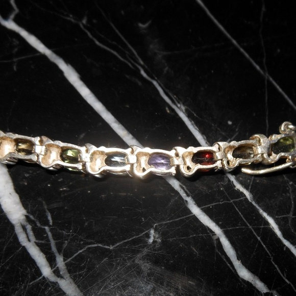 UP THAILAND 925 Sterling Silver Oval Multi Stone G - Picture 7 of 7